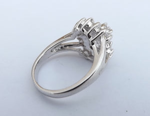 Chunky Faux Diamond & Silver Tone Costume Ring (size 7)