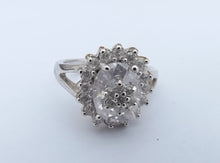 Load image into Gallery viewer, Chunky Faux Diamond &amp; Silver Tone Costume Ring (size 7)
