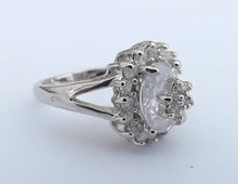 Load image into Gallery viewer, Chunky Faux Diamond &amp; Silver Tone Costume Ring (size 7)
