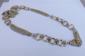 Chunky Gold & Silver Tone Long Chain Link Necklace