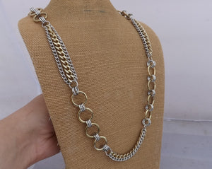 Chunky Gold & Silver Tone Long Chain Link Necklace