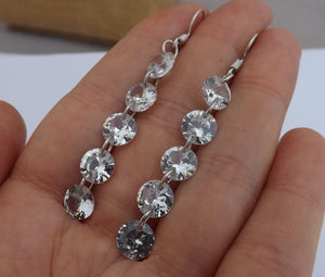 Clear Faux Diamond Long Drop Earrings