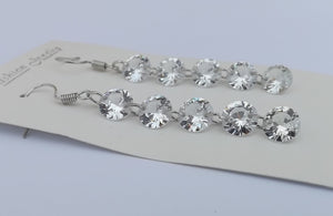 Clear Faux Diamond Long Drop Earrings