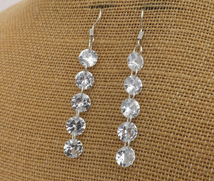 Clear Faux Diamond Long Drop Earrings