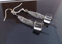 Load image into Gallery viewer, Clear Glass Cube Handmade Bead Earrings
