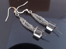 Load image into Gallery viewer, Clear Glass Cube Handmade Bead Earrings
