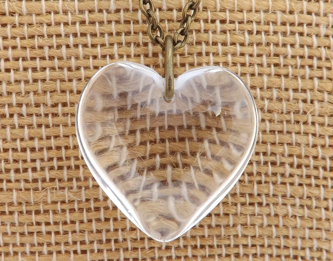 Clear Glass Pendant on Bronze Tone Chain