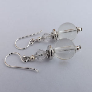 Clear Pressed Glass Handmade Bead Earrings