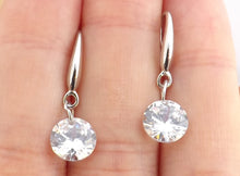 Load image into Gallery viewer, Clear Round Diamond Cut Glass Bead Drop Earrings
