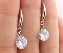 Load image into Gallery viewer, Clear Round Diamond Cut Glass Bead Drop Earrings
