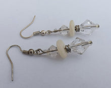 Load image into Gallery viewer, Clear &amp; White Handmade Bead Earrings
