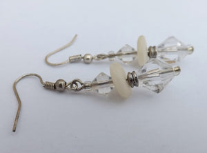 Clear & White Handmade Bead Earrings