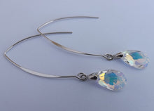 Load image into Gallery viewer, Clear with Golden Lustre Crystal Teardrop Earrings on Long Kidney Hooks
