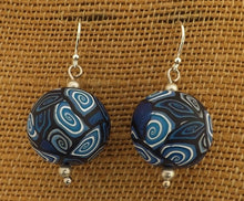 Load image into Gallery viewer, Cold Blue Koru Mix Chunky  Kathryn Design Bead Earrings Sterling Silver Hooks
