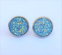 Load image into Gallery viewer, Cold Blue &amp; Gold Glittery Stud Earrings
