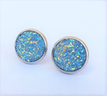 Load image into Gallery viewer, Cold Blue &amp; Gold Glittery Stud Earrings
