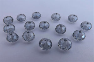 6x8mm Cold Grey Lustree Glass Crystal Cut Rondelle Beads - gbm