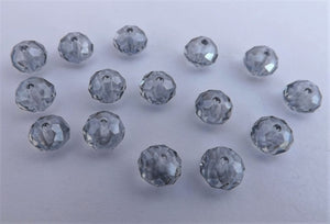 6x8mm Cold Grey Lustree Glass Crystal Cut Rondelle Beads - gbm