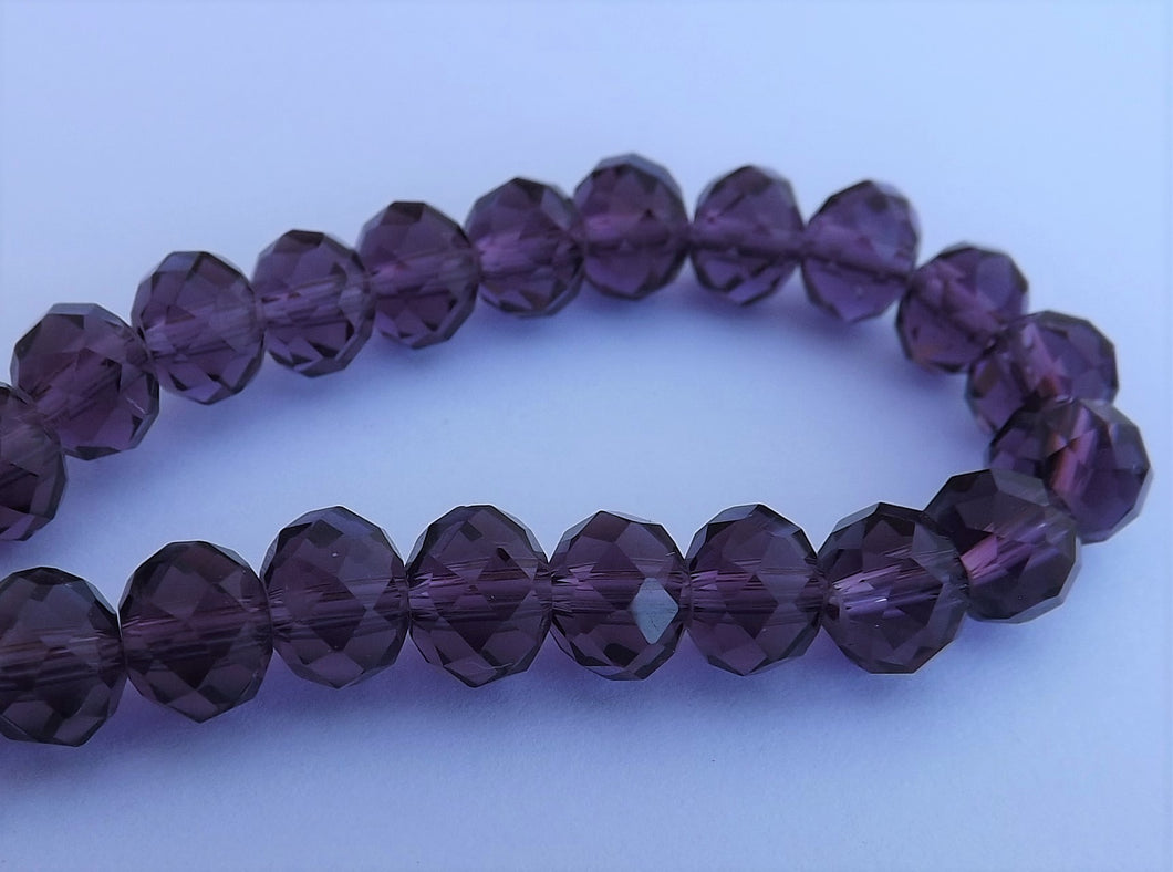 6x8mm Cold Purple AB Lustre Crystal Cut Rondelle Beads