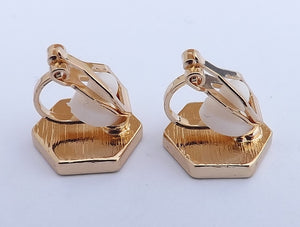 Copper & Gold Tone Hexagon Clip on Earrings