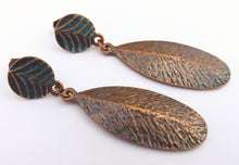 Load image into Gallery viewer, Copper Tone Leaf Drop Earrings
