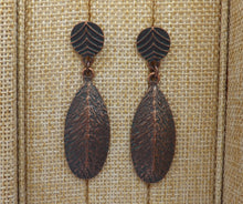 Load image into Gallery viewer, Copper Tone Leaf Drop Earrings
