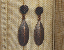 Load image into Gallery viewer, Copper Tone Leaf Drop Earrings
