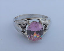 Load image into Gallery viewer, Costume Ring Pink &amp; Silver Tone (size 10)
