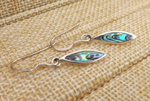 Paua & Sterling Silver Oblong Drop Earrings