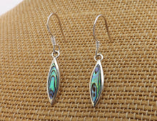 Load image into Gallery viewer, Paua &amp; Sterling Silver Oblong Drop Earrings
