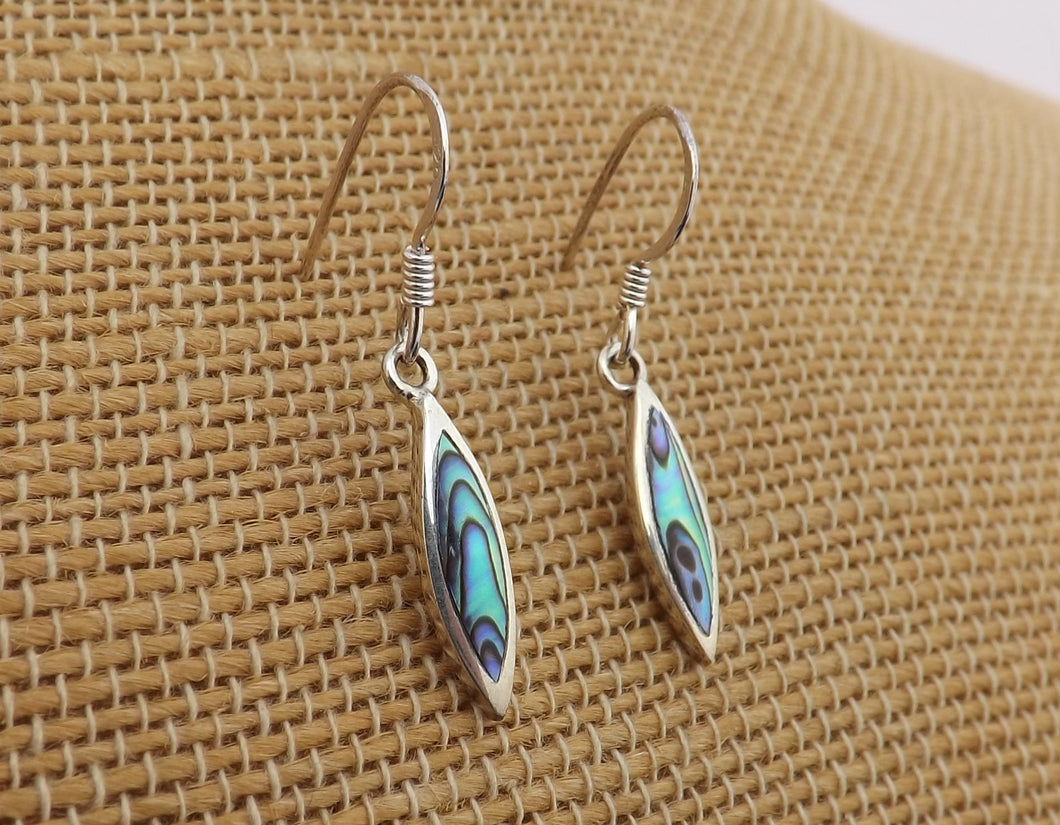 Paua & Sterling Silver Oblong Drop Earrings