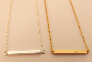 Plain Silver Tone Bar Necklace