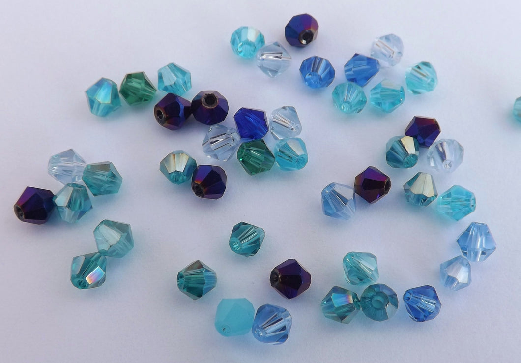 120pcs Blue Mix Glass Bicone 4mm Beads