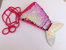 Load image into Gallery viewer, Pink/Black Sequined Mermaid Tail Purse
