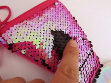 Load image into Gallery viewer, Pink/Black Sequined Mermaid Tail Purse
