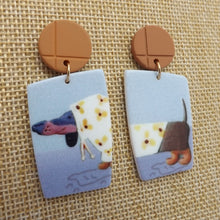 Load image into Gallery viewer, Dachshund Dog in Hoodie Acrylic Earrings
