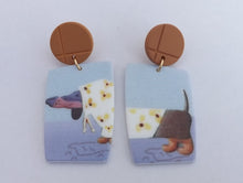 Load image into Gallery viewer, Dachshund Dog in Hoodie Acrylic Earrings
