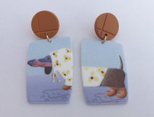 Load image into Gallery viewer, Dachshund Dog in Hoodie Acrylic Earrings
