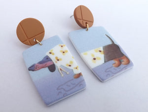 Dachshund Dog in Hoodie Acrylic Earrings