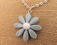 Load image into Gallery viewer, Daisy Pendant Necklace Grey &amp; Light Pink
