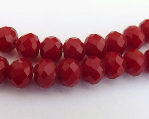 6x8mm Opaque Dark Red Crystal Cut Rondelle Beads  - odr