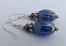 Load image into Gallery viewer, Dark Blue Glass Lustre Bead Earrings
