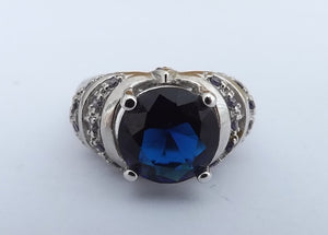 Dark Blue, Purple & Silver Tone Costume Ring (size 7)