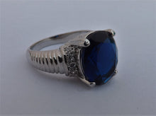 Load image into Gallery viewer, Dark Blue &amp; Silver Tone Costume Ring (size 10)

