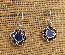 Load image into Gallery viewer, Aqua Blue &amp; Silver Tone Small Flower Earrings (7 colour options)
