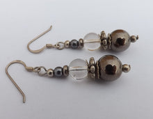 Load image into Gallery viewer, Dark Grey Metallic Bead Earrings
