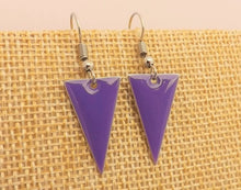 Load image into Gallery viewer, Dark Purple Enamel Style Drop Earrings
