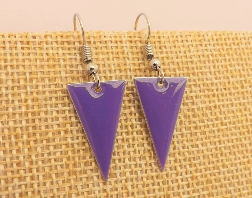 Dark Purple Enamel Style Drop Earrings