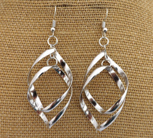 Load image into Gallery viewer, Dark Silver Tone Twist Drop Earrings
