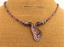 Load image into Gallery viewer, Dark Warm Purple  Handmade Paua Shell &amp; Bead Necklace
